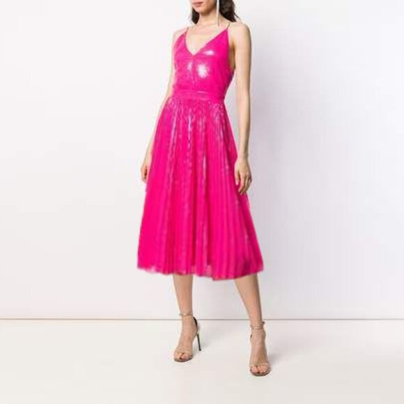 MSGM Pink Sequin Pleated Midi Dress size 38 (US 6) - Picture 1 of 7